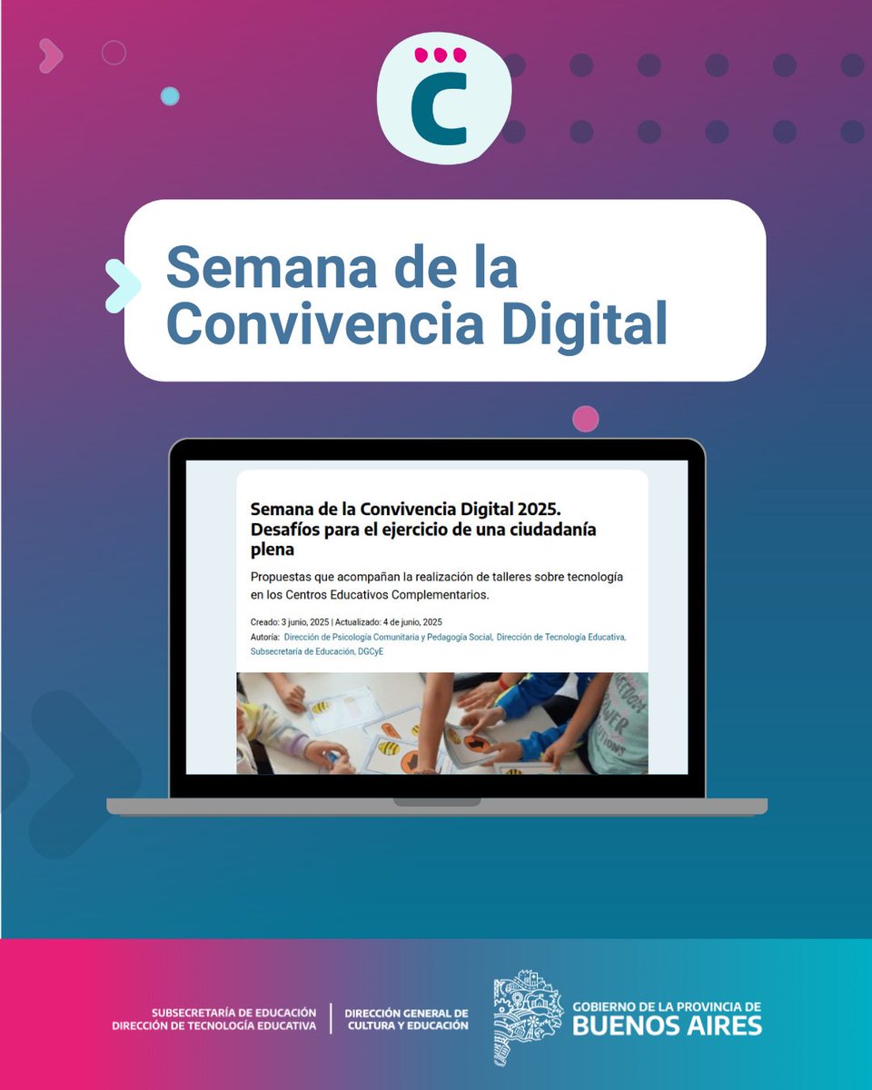"Semana de la Convivencia Digital 2025: Desafíos para una ciudadanía plena"

Ya está disponible en el portal Continuemos Estudiando el contenido de la #SemanaDeConvivenciaDigital. 

continuemosestudiando.abc.gob.ar/contenido/sema…