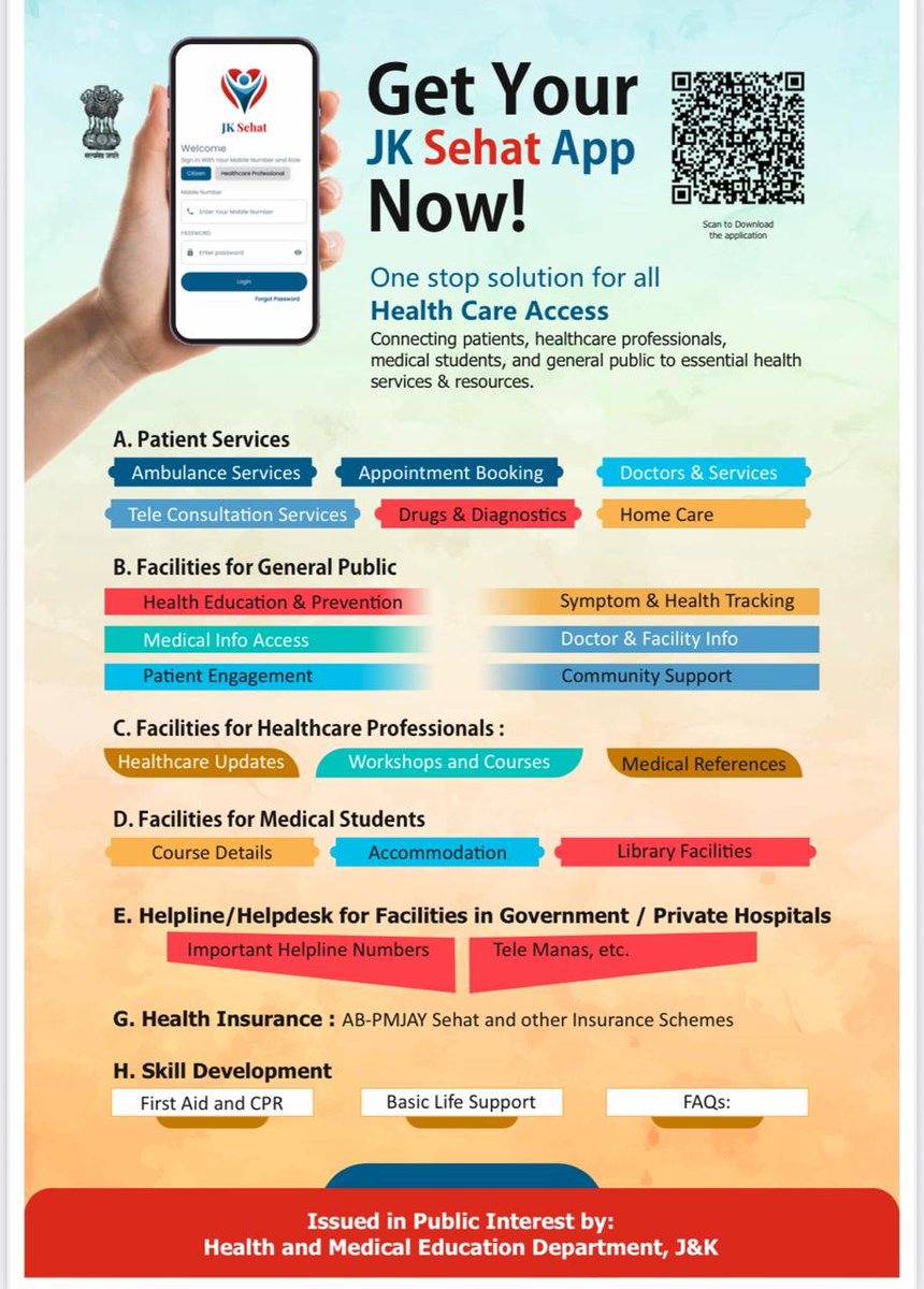 cmobaramulla's tweet photo. *JK SEHAT APP* One stop solution for all health care access https://t.co/FXvnSGEVDd