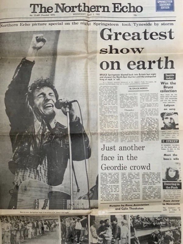 Paulhaider74's tweet image. Wednesday, June 5, 1985: Newcastle, England, St. James Park, Northern Echo review(Greatest show on earth? The more things change, the more they stay the same…whether the year is either 1985 or 2025! 🇺🇸🧑🏻‍🦱🎸🎷👍🏻🇬🇧🏟️🏴󠁧󠁢󠁥󠁮󠁧󠁿😎)