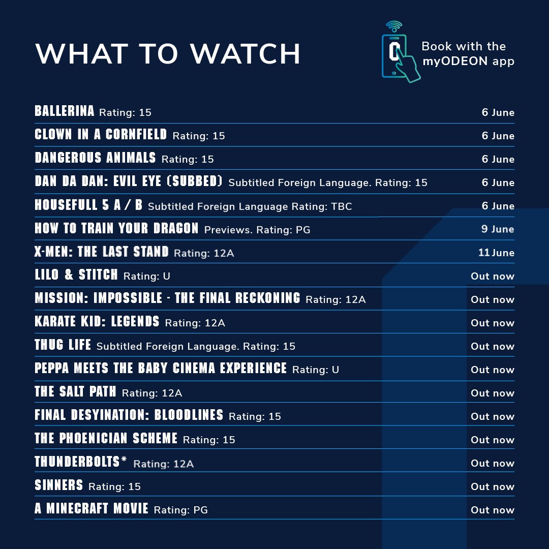 ODEON (@odeoncinemas) on Twitter photo ๐ฉฐ Revenge pirouettes onto the big screen in Ballerina.
๐คก Small town terror creeps in with Clown in the Cornfields.
๐ฆ  Nature bites back in the wild thriller Dangerous Animals.
What are you watching this week? ๐๐ ๐ฉฐ Revenge pirouettes onto the big screen in Ballerina.
๐คก Small town terror creeps in with Clown in the Cornfields.
๐ฆ  Nature bites back in the wild thriller Dangerous Animals.
What are you watching this week? ๐๐