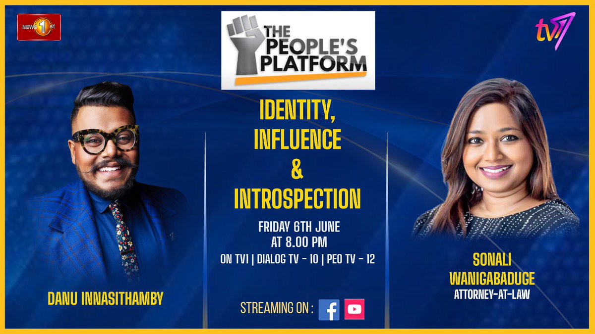 🚨 TOMORROW 🚨
Get ready for a powerful conversation on Identity, Influence &amp; Introspection — I’ll be joining the amazing Sonali Wanigabadugé on The People’s Platform to dive deep and keep it real.

📅 Friday, 6th June
🕗 8.00 PM
📺 TV1 | Dialog TV - 10 | PEO TV - 12
💻 Streaming