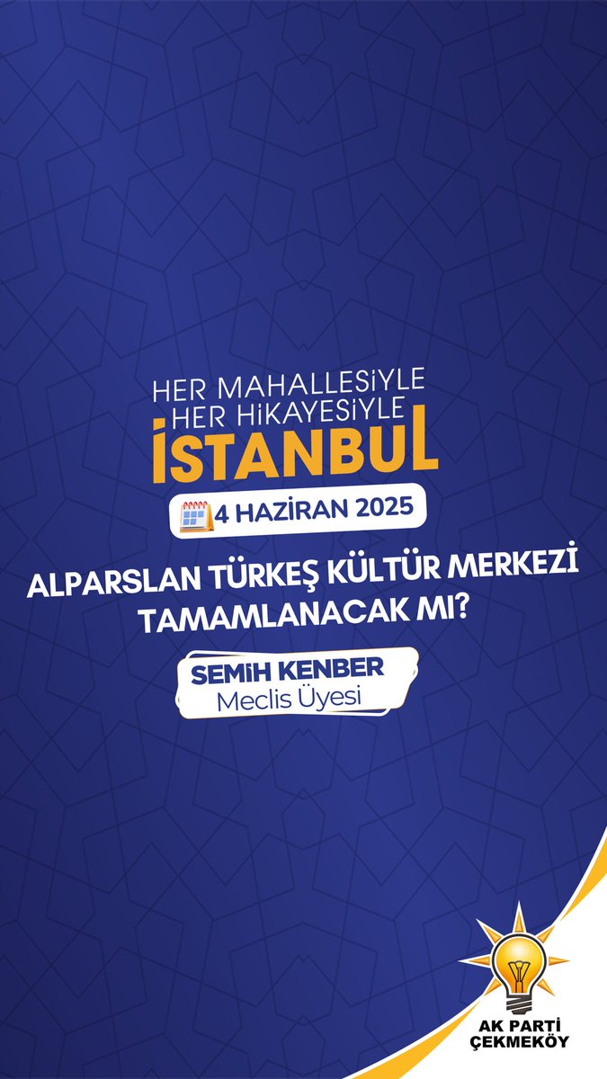 AK Parti Çekmeköy (@akcekmekoy) on Twitter photo 🎙️<a href="/semih_kenber/">SEMİH KENBER</a> : “Bu eser partiler üstü bir eserdir. Kim başlattı değil, kim tamamladı ya da kim tamamlamadı, işte asıl konuşulacak olan budur. “
Ve şimdi, Çekmeköylü gençler adına net soruyoruz❓
👉 ALPARSLAN TÜRKEŞ KÜLTÜR MERKEZİ TAMAMLANACAK MI❓
🎬 youtube.com/shorts/JUsasPx… 🎙️<a href="/semih_kenber/">SEMİH KENBER</a> : “Bu eser partiler üstü bir eserdir. Kim başlattı değil, kim tamamladı ya da kim tamamlamadı, işte asıl konuşulacak olan budur. “
Ve şimdi, Çekmeköylü gençler adına net soruyoruz❓
👉 ALPARSLAN TÜRKEŞ KÜLTÜR MERKEZİ TAMAMLANACAK MI❓
🎬 youtube.com/shorts/JUsasPx…