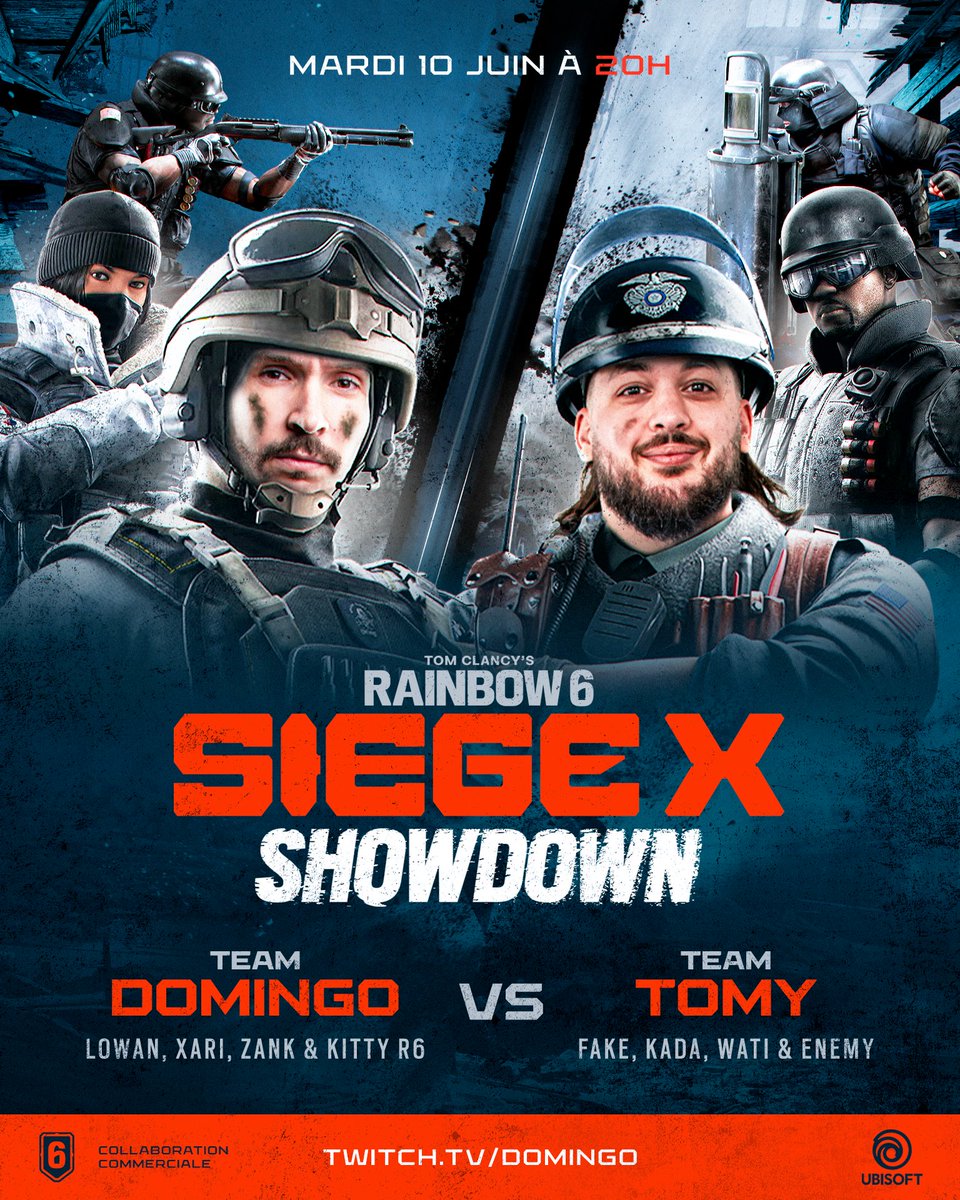 Mardi prochain à 20h c’est Showmatch sur Rainbow Six Siege X ! PA sera avec Zank, Xari, Lowan et Kitty pour affronter la team de <a href="/JLTomy/">Tomy 🫶🏼</a> 🔫

#RainbowSixSiege | Collaboration Commerciale