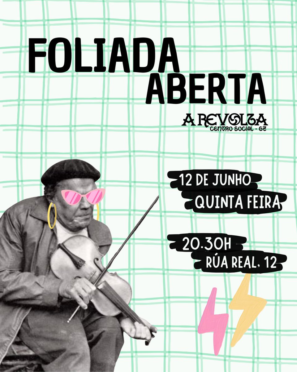 Foliada de Junho 🏖️

🎻O dia 12 temos foliada!! 
Traz o teu instrumento e vem cantar, tocar e bailar com nós.