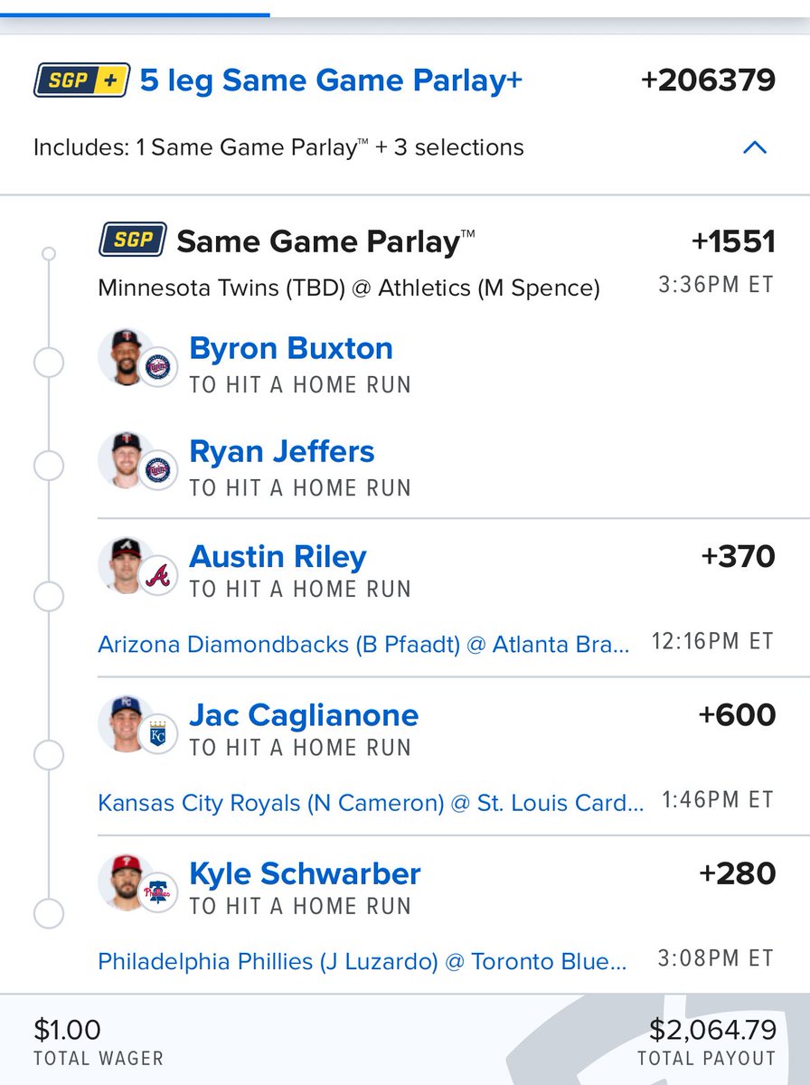 ParlaysByPetey's tweet photo. 5 Bombers for a
Buck! 2K let’s go! https://t.co/paikDt4pVj