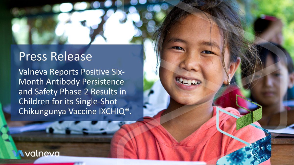 Valneva Reports Positive Six-Month Antibody Persistence and Safety Phase 2 Results in Children for its Single-Shot Chikungunya Vaccine IXCHIQ®.

ow.ly/5ulz50W4XpZ