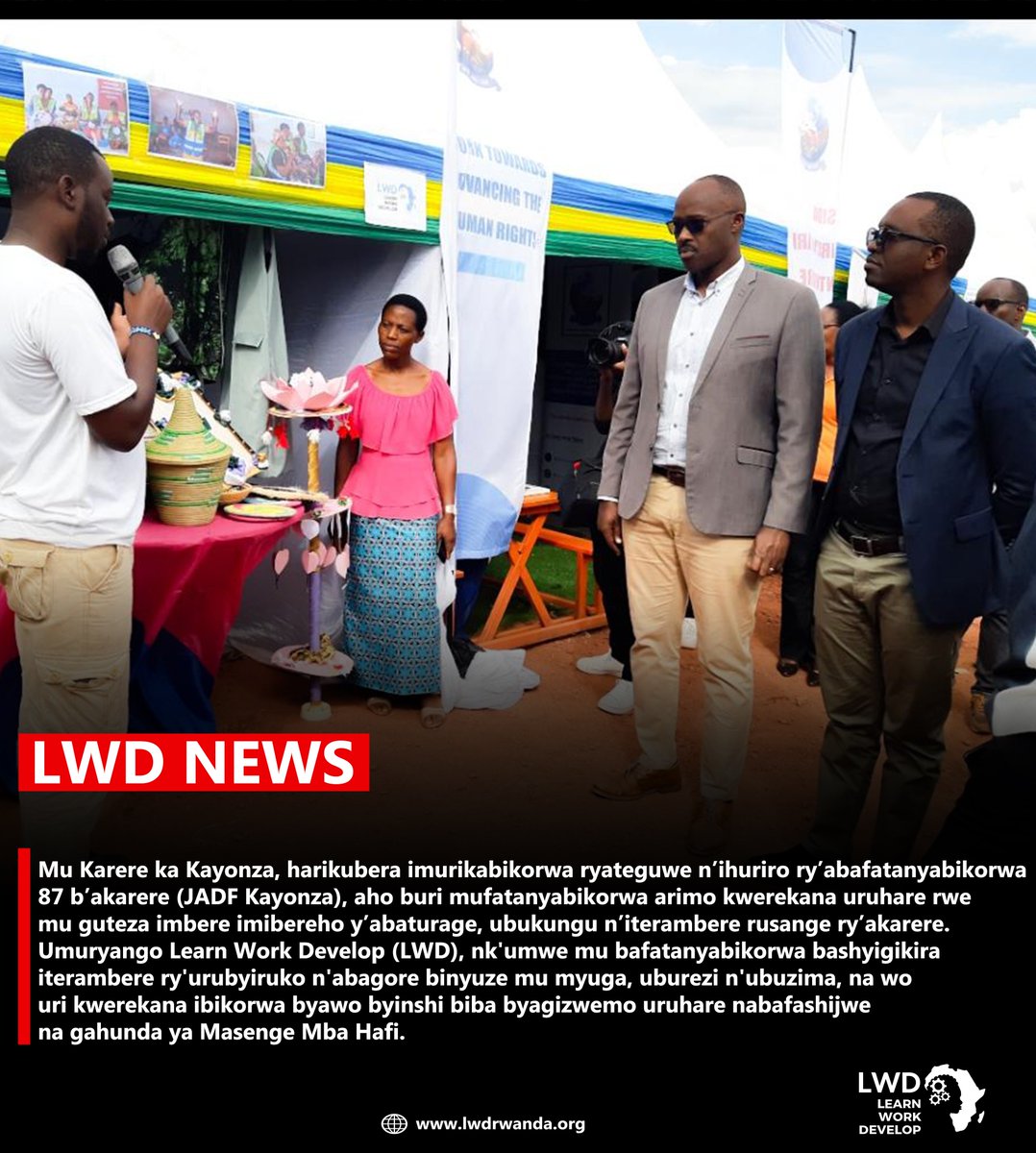 LWD RWANDA (Learn Work Develop) (@lwdwork) on Twitter photo Mu Karere ka <a href="/KayonzaDistrict/">Kayonza District</a> , harikubera imurikabikorwa ryateguwe n’ihuriro ry’abafatanyabikorwa
87 b’akarere <a href="/JadfKayonza/">JADF Kayonza</a> aho buri mufatanyabikorwa arimo kwerekana uruhare rwe
mu guteza imbere imibereho y’abaturage, ubukungu n’iterambere rusange ry’akarere. Mu Karere ka <a href="/KayonzaDistrict/">Kayonza District</a> , harikubera imurikabikorwa ryateguwe n’ihuriro ry’abafatanyabikorwa
87 b’akarere <a href="/JadfKayonza/">JADF Kayonza</a> aho buri mufatanyabikorwa arimo kwerekana uruhare rwe
mu guteza imbere imibereho y’abaturage, ubukungu n’iterambere rusange ry’akarere.