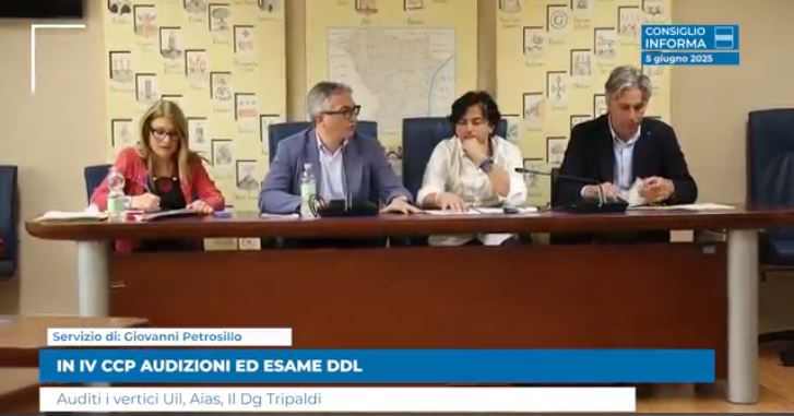 In IV Ccp audizioni ed esame Ddl
Auditi i vertici Uil, Aias, il Dg Tripaldi
consiglio.basilicata.it/consiglioinfor…