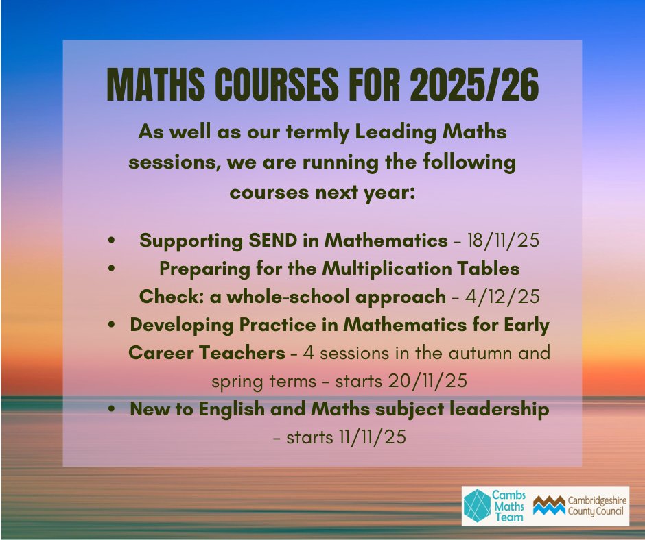 Cambs_SIS's tweet photo. Available to book now: https://t.co/IYim00EzaO #CambsMaths https://t.co/XhL5v1QOEy