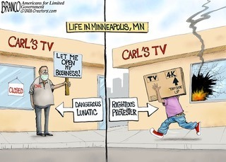 What's tragic about this cartoon, is that the BLM/Antifa supporters claim destroying property's OK because, "That's what insurance is for!"
Never have I witnessed such smart alecky, callous humans!