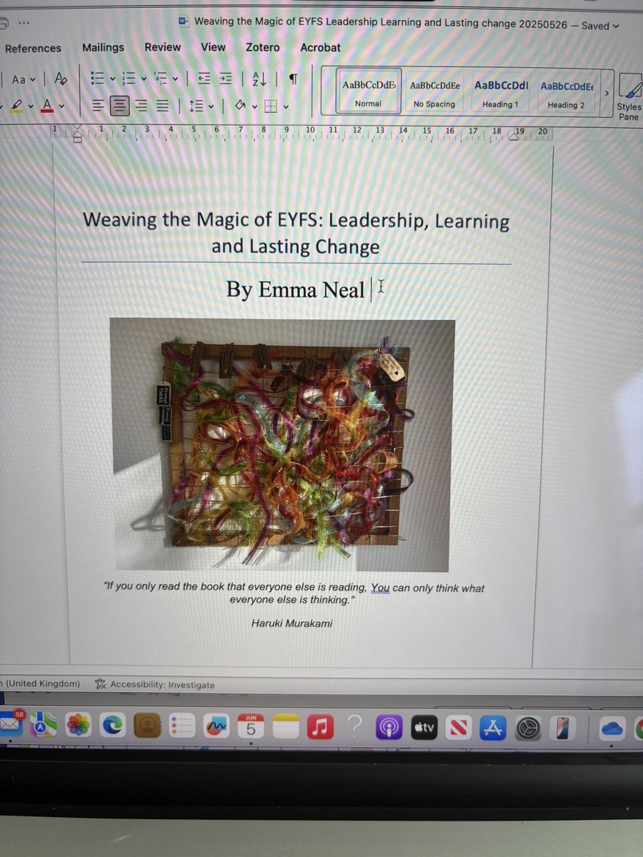 Five years of research. A PhD as its foundation. A distinctive visual identity (it hangs in my office). It is disheartening to see the title and imagery being used without credit or the deep knowledge that underpins it. INTEGRITY MATTERS. #EYFS #Leadership #OrigionalThinking