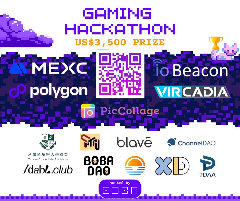 canfly1019's tweet photo. 🎮Web3 Gaming Hackathon 活動分享🎮

這週末開始！
快來挑戰 US$3,500 獎金💰

🗓️活動日期：6/8、6/10、6/18、6/22
📍地點：台師大 NTNU
⛳️主辦單位： @ED3N_Foundries 
🏆贊助夥伴：@0xPolygon @MEXC_Official @vircadia @PicCollage & @iobeacon 
🔗活動詳情與報名連結 https://t.co/phoHcx9zgC

🔥所有新手老手都歡迎參加！
🔥developers、designers、builders 都一起加入吧！

#Hackathon #Web3Gaming #GameFi #Polygon #MEXC #PicCollage #ioBeacon #Vircadia #ED3N