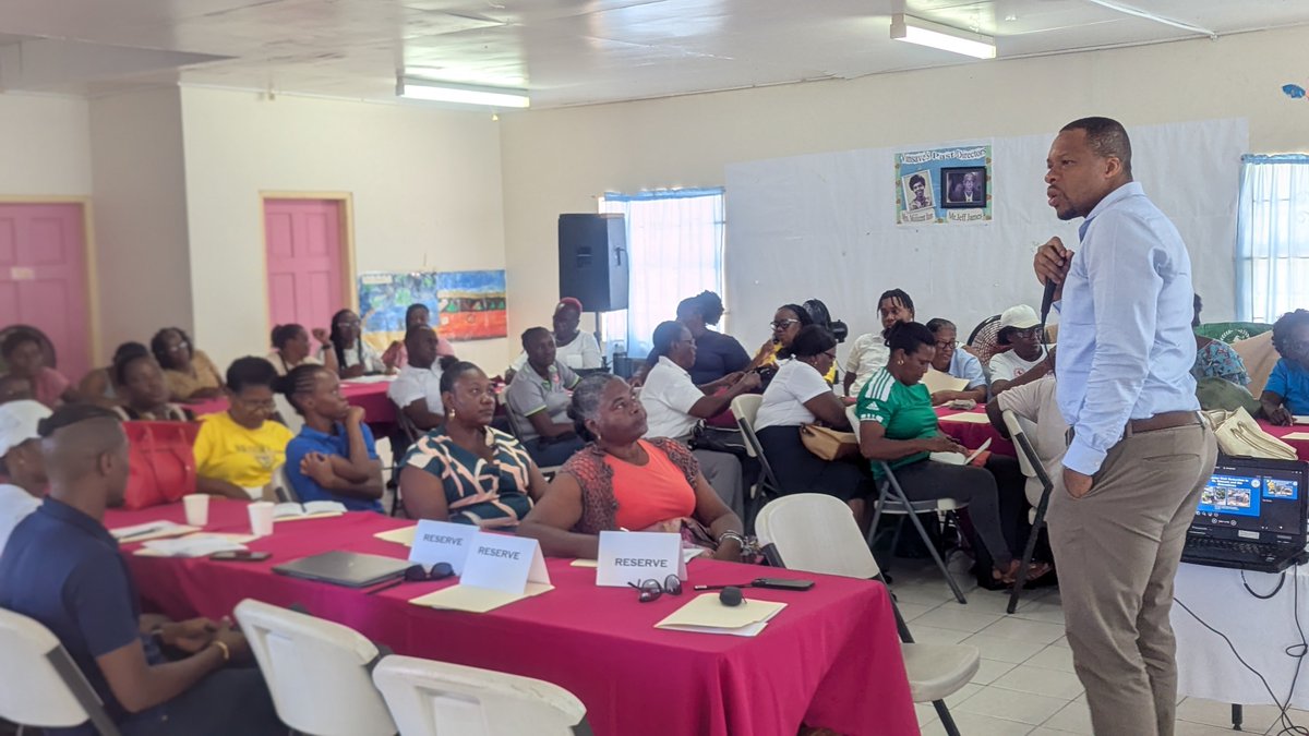 The Deputy Director of NEMO presenting to over 50 volunteers of the SVGRC as part of our Pre-hurricane meeting today. Together, we are Our first aid, building capacity, building resilience.