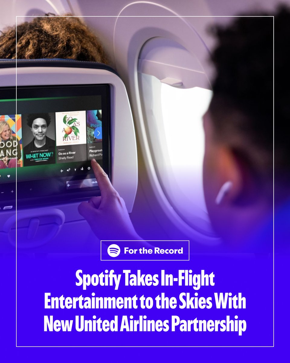 Spotify News (@spotifynews) on Twitter photo Life at 35,000 feet never sounded so good ☁️ Say hello to more than 450 hours of songs, podcasts and audiobooks on your <a href="/united/">United Airlines</a> seatback screens. spoti.fi/43Ml4jj Life at 35,000 feet never sounded so good ☁️ Say hello to more than 450 hours of songs, podcasts and audiobooks on your <a href="/united/">United Airlines</a> seatback screens. spoti.fi/43Ml4jj