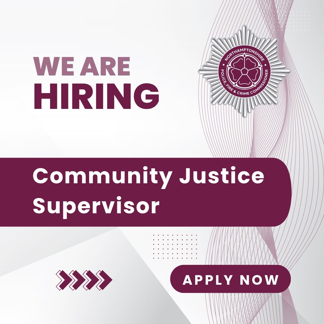 NorthantsOPFCC's tweet image. We have a vacancy for a full-time Community Justice Supervisor.
For full details about the role and to apply by 30th June visit:
orlo.uk/7DoAI
