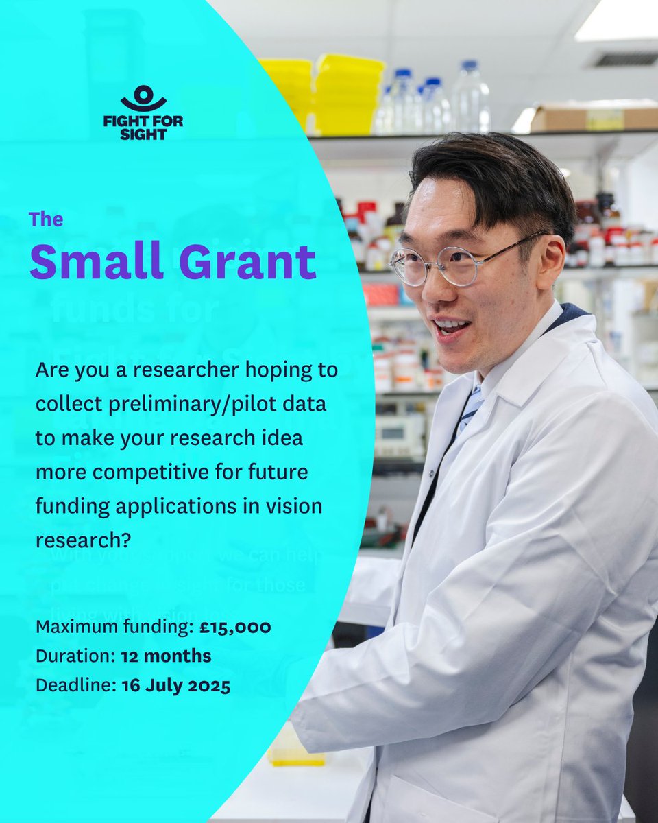 fightforsightUK's tweet image. Have you heard of our Small Grant Award? Here at Fight for Sight, we understand that we need to study all the factors that can play into an eye condition; these could include tumours, strokes, or even certain types of cancer.ow.ly/NyC750W4SHj
#VisionImpairment #Funding