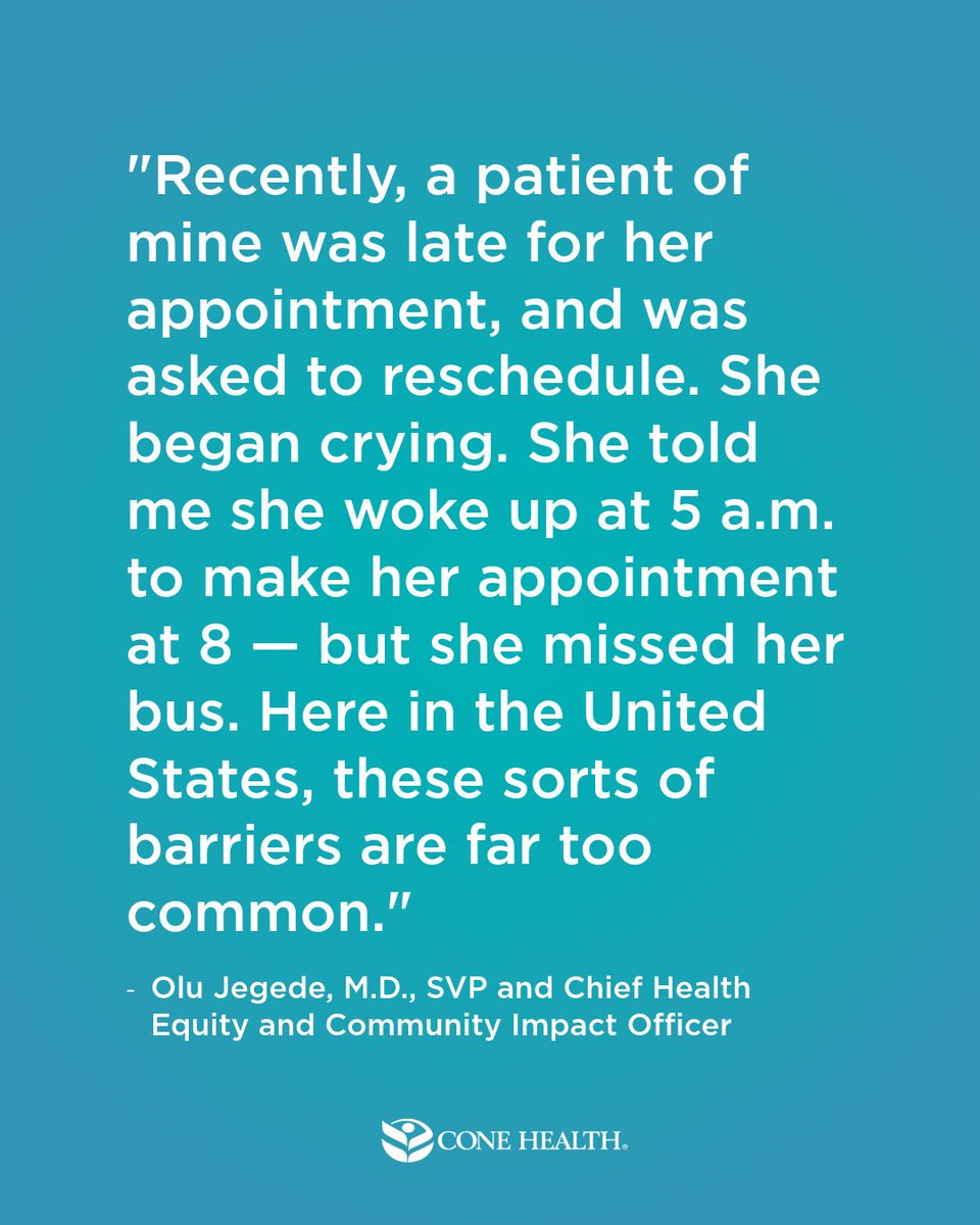 Cone Health (@conehealth) on Twitter photo "We must meet our patients where they are — to educate, foster trust, and bring healthcare to them."
🗞️ Read the USA Today article spotlighting the Cone Health Center for Health Equity's work in removing barriers to health care: usatoday.com/story/sponsor-… "We must meet our patients where they are — to educate, foster trust, and bring healthcare to them."
🗞️ Read the USA Today article spotlighting the Cone Health Center for Health Equity's work in removing barriers to health care: usatoday.com/story/sponsor-…