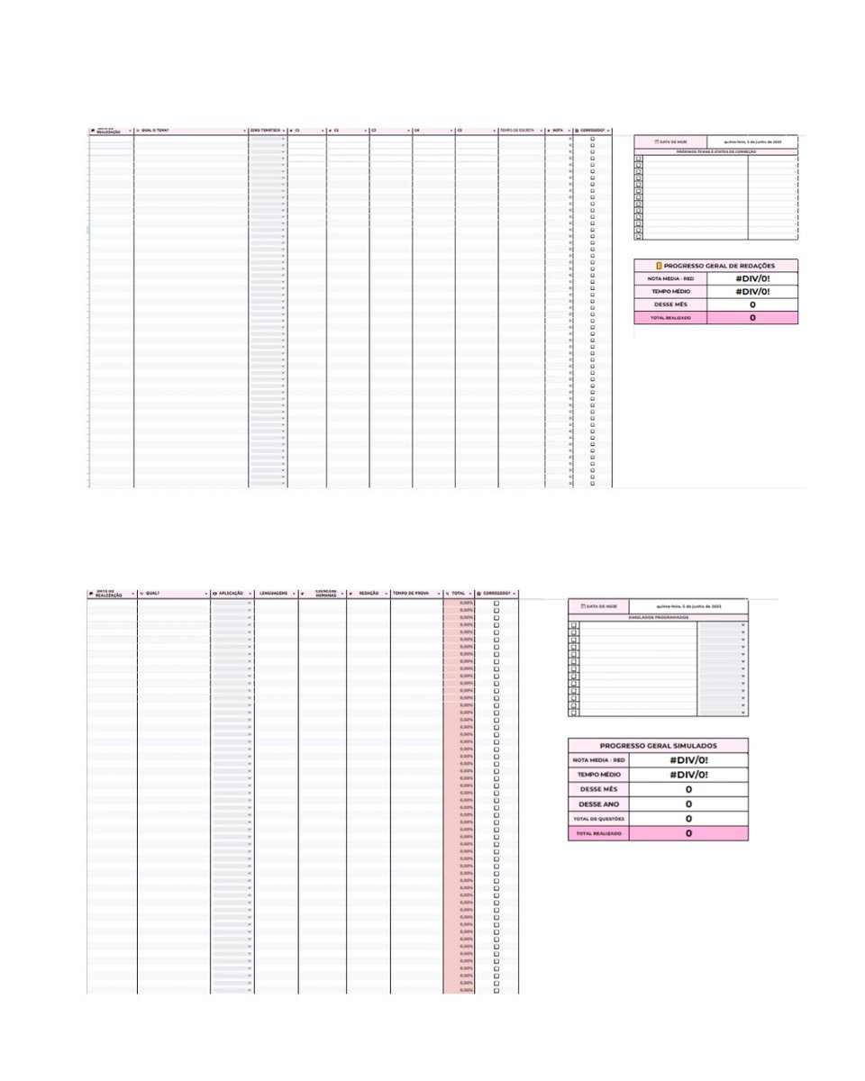 rkivenerd's tweet image. ⚠️Atualização: planilha gratuita para organização de estudos ♡ 🖥️

- dashboard, controle de questões, revisão programada automaticamente, simulados (enem e outras bancas) e controle de redações.

- versão rosa e azul.

Link no tweet abaixo! ⬇️