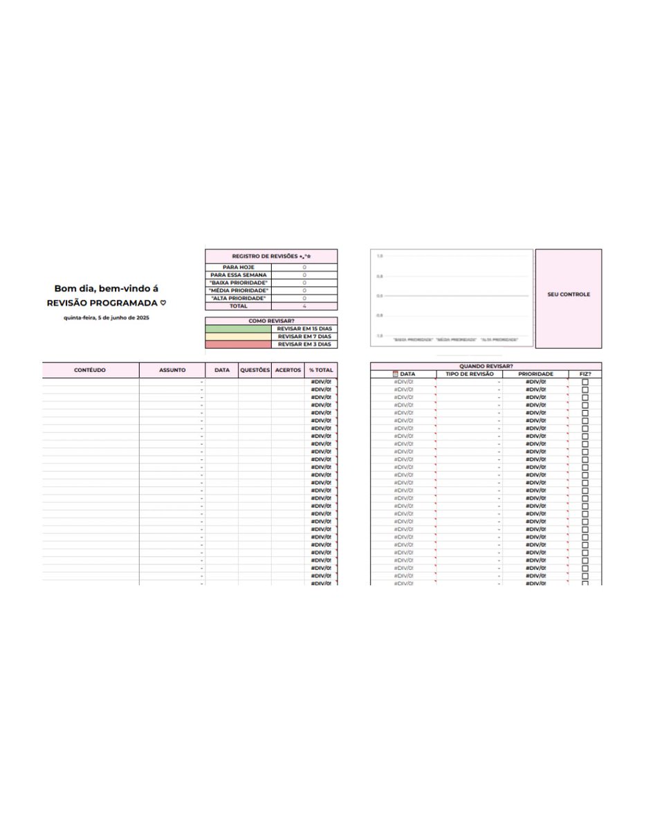 rkivenerd's tweet image. ⚠️Atualização: planilha gratuita para organização de estudos ♡ 🖥️

- dashboard, controle de questões, revisão programada automaticamente, simulados (enem e outras bancas) e controle de redações.

- versão rosa e azul.

Link no tweet abaixo! ⬇️