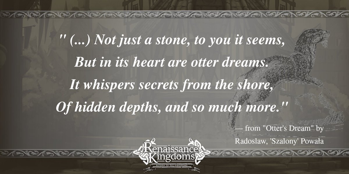 📜COMMUNITY HIGHLIGHT: "Otter's Dream" by PB Radoslaw📜
Enjoy this lyrical ode to our mustelid friends and their rocky comrades 🦦
🔸 New bugfix + in-game compensation (negative treasury in pounds).
🔸 Premium Packs extended by 10 days (travel bug).
🎟️ Gift code: "EDQOLD26C5"