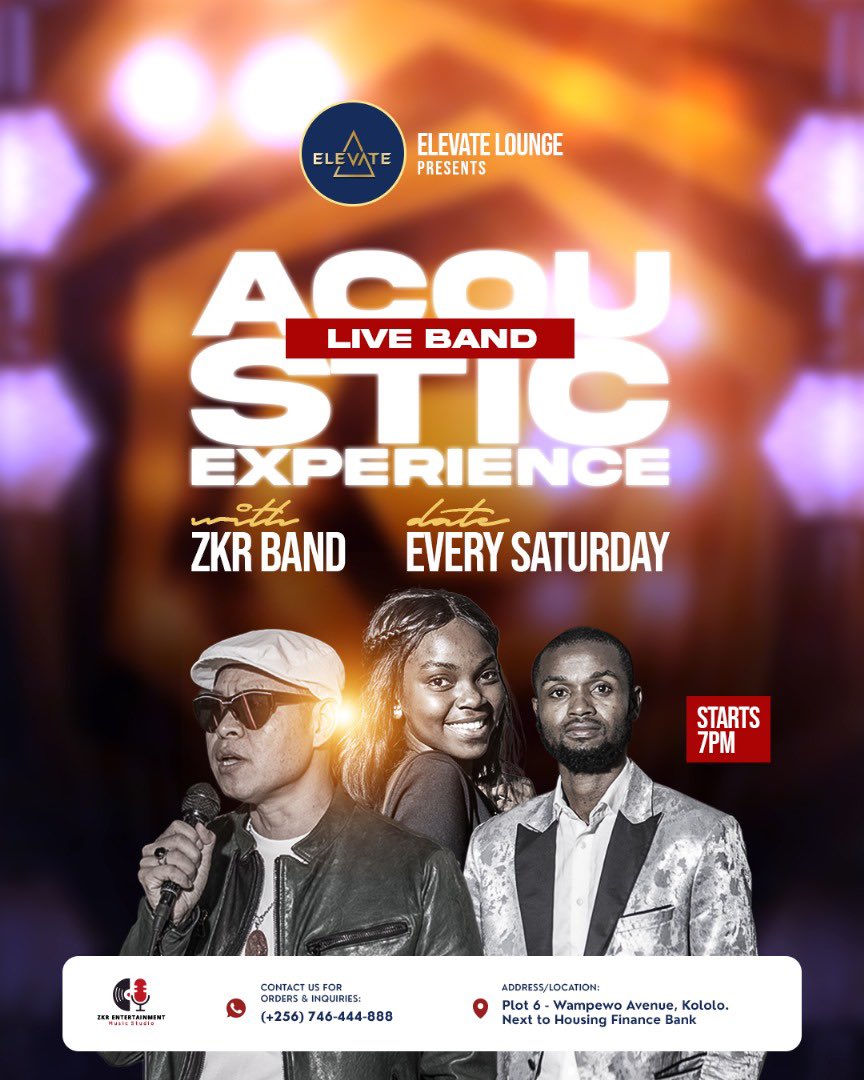 elevateloungeug's tweet photo. Kampala, your Saturdays just leveled up! Elevate Lounge presents Acoustic “Live Band” Experience — killer tunes while irresistible drinks make the rounds. It’s the only place to be.
☎️ For any inquiries & reservations, contact 0746444888
#elevatelounge #acousticmusic #liveband https://t.co/SnLFfX9Ijf