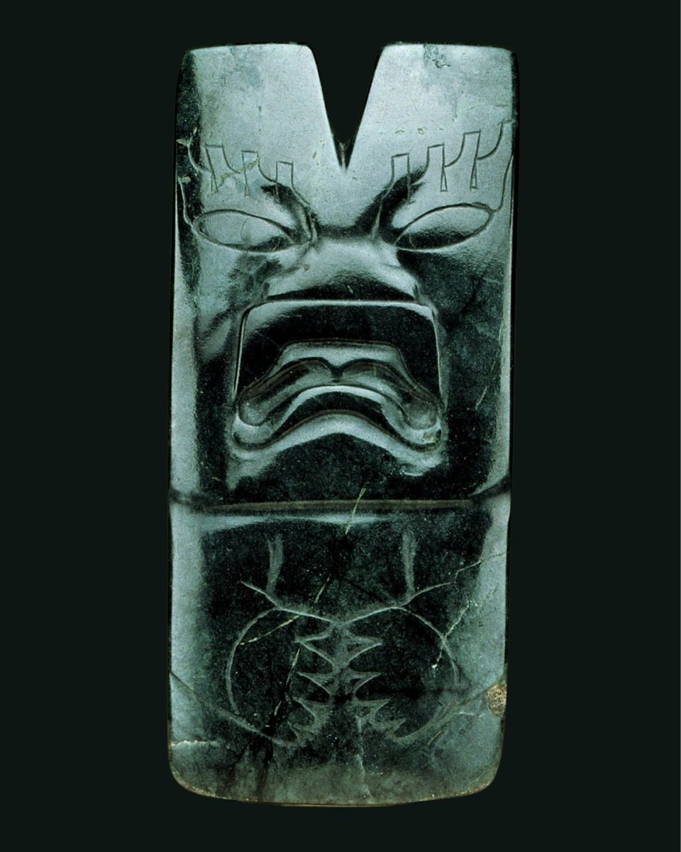 Olmec greenstone axe head from the Middle Pre-Classic Period (1000–600 BC), currently on display at the National Museum of Anthropology in Mexico City.