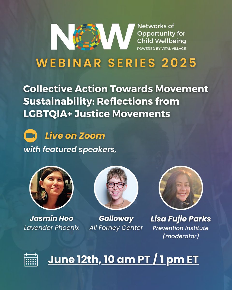 Join us on 6/12 for our next webinar of the 2025 NOW #WebinarSeries, Collective Action Towards Movement Sustainability: Reflections from LGBTQIA+ Justice Movements, feat. Galloway, Jasmin Hoo, and Lisa Fujie Parks. Register today: cutt.ly/JUN2025_NOWWeb…