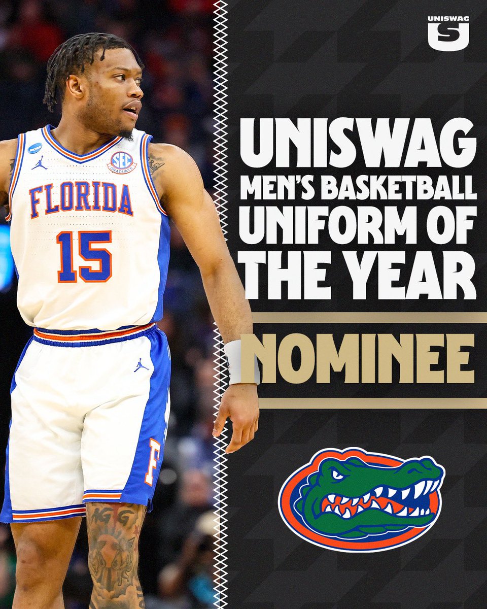 UNISWAG (@uniswag) on Twitter photo UNISWAG Men’s Basketball Uniform of the Year Nominee
<a href="/GatorsMBK/">Florida Gators Men’s Basketball</a> is up for the best college basketball uniform this season.
Vote at uniswag.com/uniform-of-the…
#uniswag UNISWAG Men’s Basketball Uniform of the Year Nominee
<a href="/GatorsMBK/">Florida Gators Men’s Basketball</a> is up for the best college basketball uniform this season.
Vote at uniswag.com/uniform-of-the…
#uniswag
