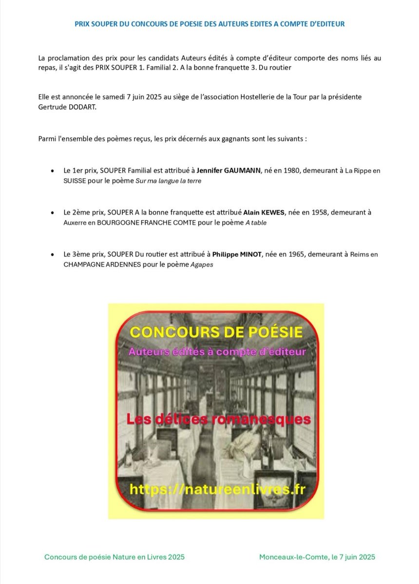 GDodart's tweet photo. Voici annonce ici les gagnants de notre concours de poésie 2025 en @bfc_region. Félicitations ! https:https://t.co/MQN4u0amhg https://t.co/jxHJA8YNvC