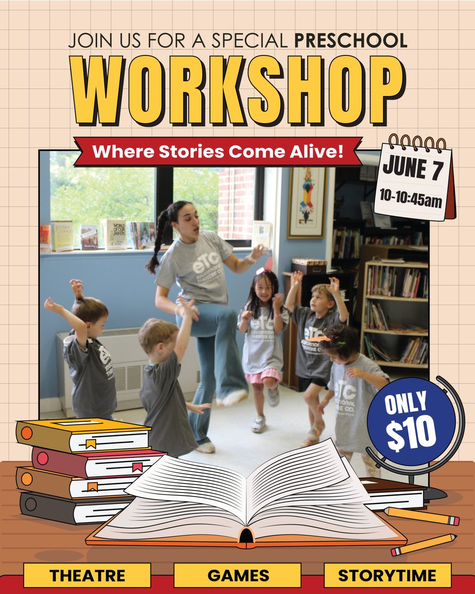 📚 Calling all preschool families! ETCB’s Stories Come Alive workshop is happening this Saturday, 6/7 at <a href="/ReadEarlyDaily/">Read Early and Daily (R.E.A.D.)</a>. A perfect way to introduce young minds to theatre! Grab a spot: EducationalTheatreCompany.org/etc-beginnings

#EarlyChildhoodArts #PreschoolTheatre #ETCBeginnings