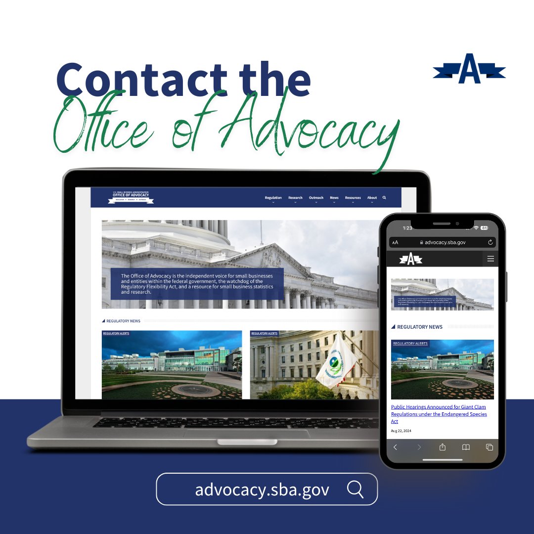 The Office of Advocacy advances the views and concerns of small businesses before Congress, the White House, federal agencies, federal courts, and state policymakers.

To learn more about our office and who to contact, visit ⤵️
ow.ly/xRpU50TEoGf