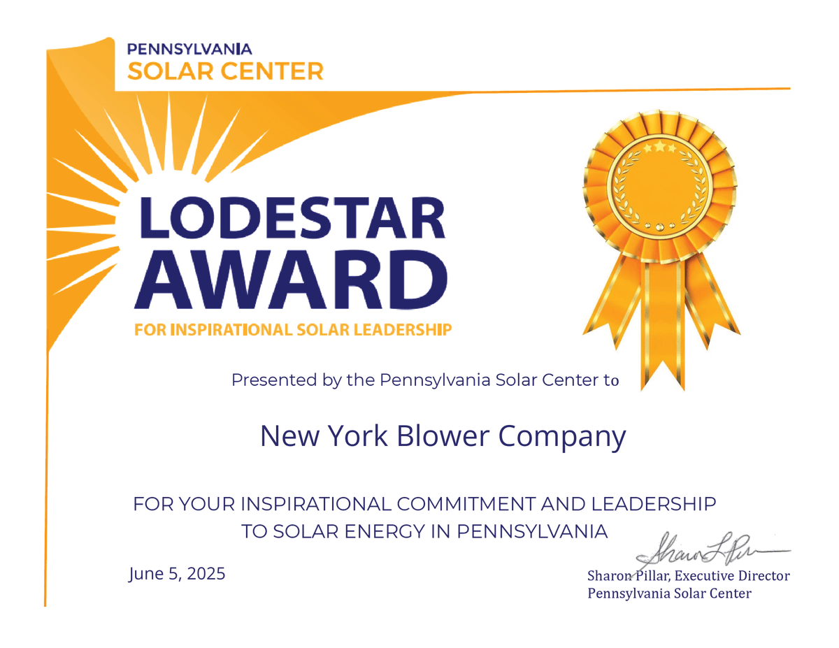 NewYorkBlower's tweet photo. Nyb is honored to receive the Lodestar Award! With continued research and technology advancements, nyb is committed to further embracing renewable energy! https://t.co/Kv1wOf6rdP