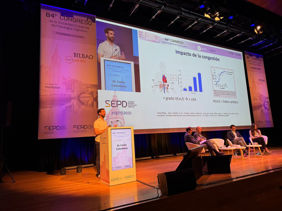 Sociedad Española de Patología Digestiva (SEPD) (@sepdigestiva) on Twitter photo En #SEPD2025, el Dr. Carles Cañameras explora cómo la congestión venosa afecta la función digestiva. ¿El VExUS como herramienta útil en cirrosis, ascitis y postoperatorio? Prometedor, pero requiere interpretación clínica integrada y más evidencia específica. <a href="/AEcodigest/">AEED_ecodigest</a> #AEED En #SEPD2025, el Dr. Carles Cañameras explora cómo la congestión venosa afecta la función digestiva. ¿El VExUS como herramienta útil en cirrosis, ascitis y postoperatorio? Prometedor, pero requiere interpretación clínica integrada y más evidencia específica. <a href="/AEcodigest/">AEED_ecodigest</a> #AEED