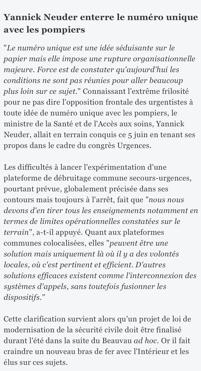 PatrickHertgen's tweet image. Sans grande surprise, les résistances majeures – pour ne pas dire le sabotage – au projet « d’expérimentation » de centres 15-17-18-112 ont porté leurs fruits et cette disposition de la loi @famatras ne sera probablement pas appliquée.

L’isolationnisme de @SUdF_Officiel a gagné.