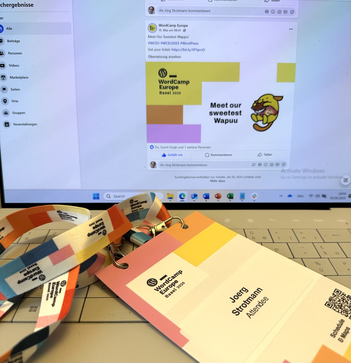 Getting ready for WordCamp Europe in Basel, thus meeting the sweetest Wappu #WCEU #WCEU2025 #WordPress