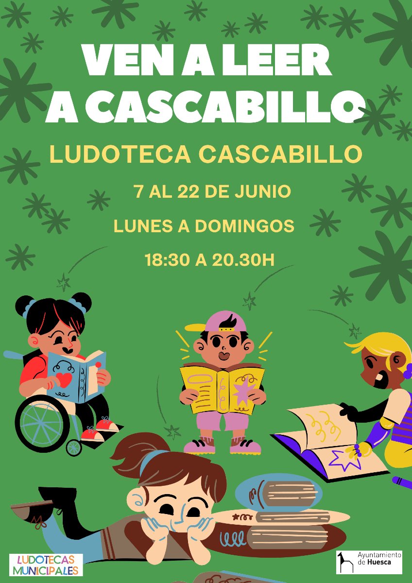📚 Las #ludotecasmunicipales abren un espacio de lectura para los más pequeños este mes de junio 😊 ¿Te vienes? 

🗓️ Del 7 al 22 de junio
⌚ De lunes a domingo, de 18.30 h. a 20.30 h. 
¡Entrada libre!

Más info: huesca.es/w/ven-a-leer-a…

#HuescaInfancia