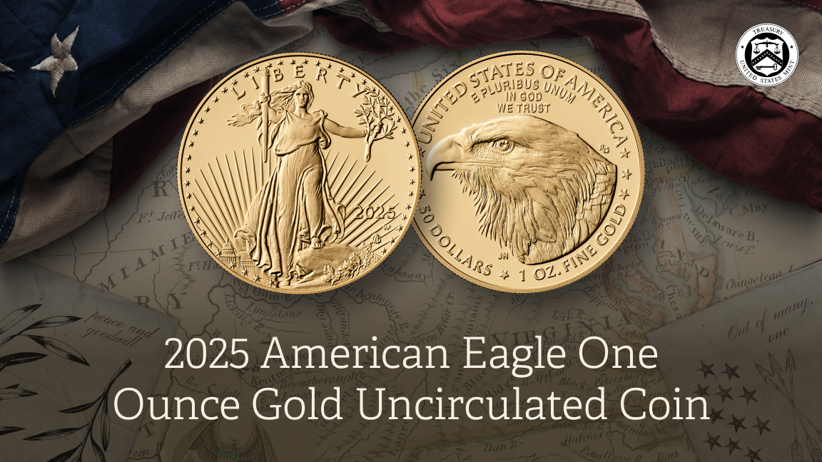 Now Available from the #USMint the 2025 American Eagle 1 oz Gold Uncirculated Coin. American artistry and heritage captured in 22K gold. Order now! bit.ly/3SUF4eD