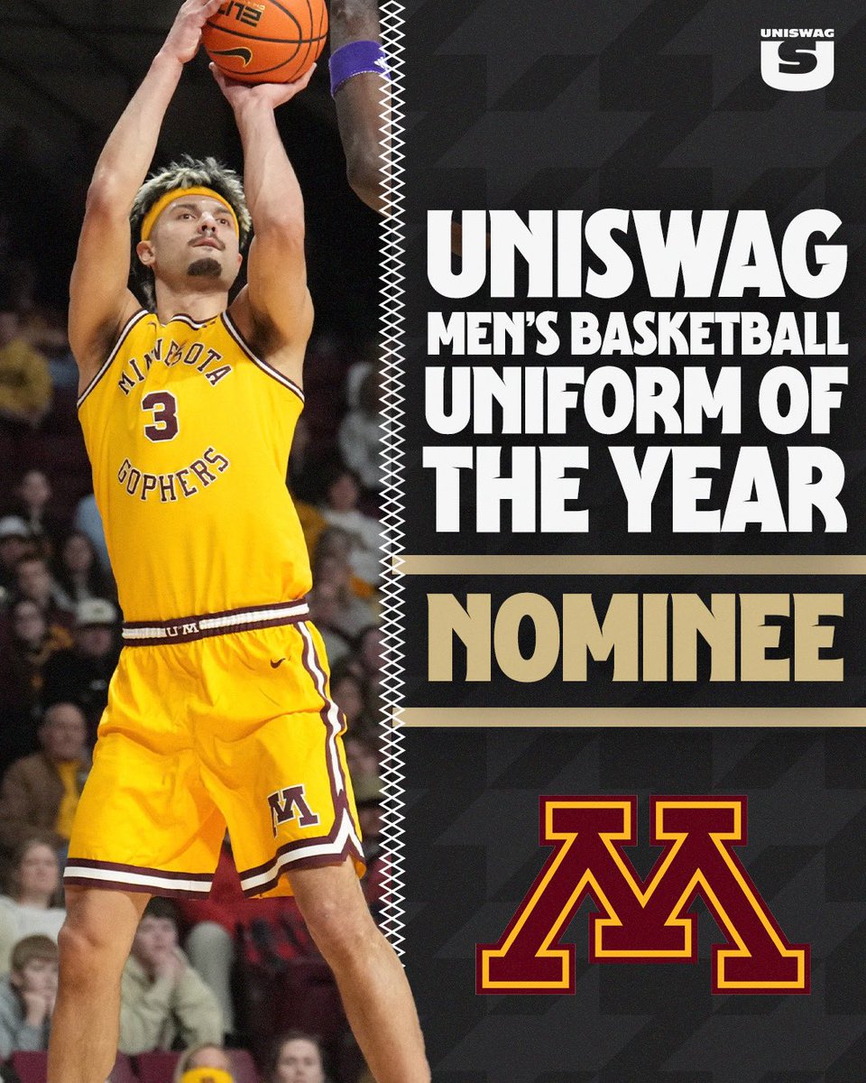 UNISWAG (@uniswag) on Twitter photo UNISWAG Men’s Basketball Uniform of the Year Nominee
<a href="/GopherMBB/">Minnesota Men's Basketball</a> is up for the best college basketball uniform this season.
Vote at uniswag.com/uniform-of-the…
#uniswag UNISWAG Men’s Basketball Uniform of the Year Nominee
<a href="/GopherMBB/">Minnesota Men's Basketball</a> is up for the best college basketball uniform this season.
Vote at uniswag.com/uniform-of-the…
#uniswag