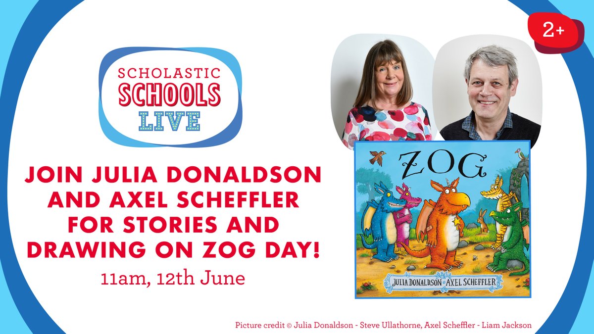 Join picture book superstars Julia Donaldson and Axel Scheffler for stories and drawing on Zog day! Julia will be reading Zog to tell us a bit more about him and his friends and Axel will show everyone how to draw the loveable dragon!

Sign up here: shop.scholastic.co.uk/scholastic-sch…