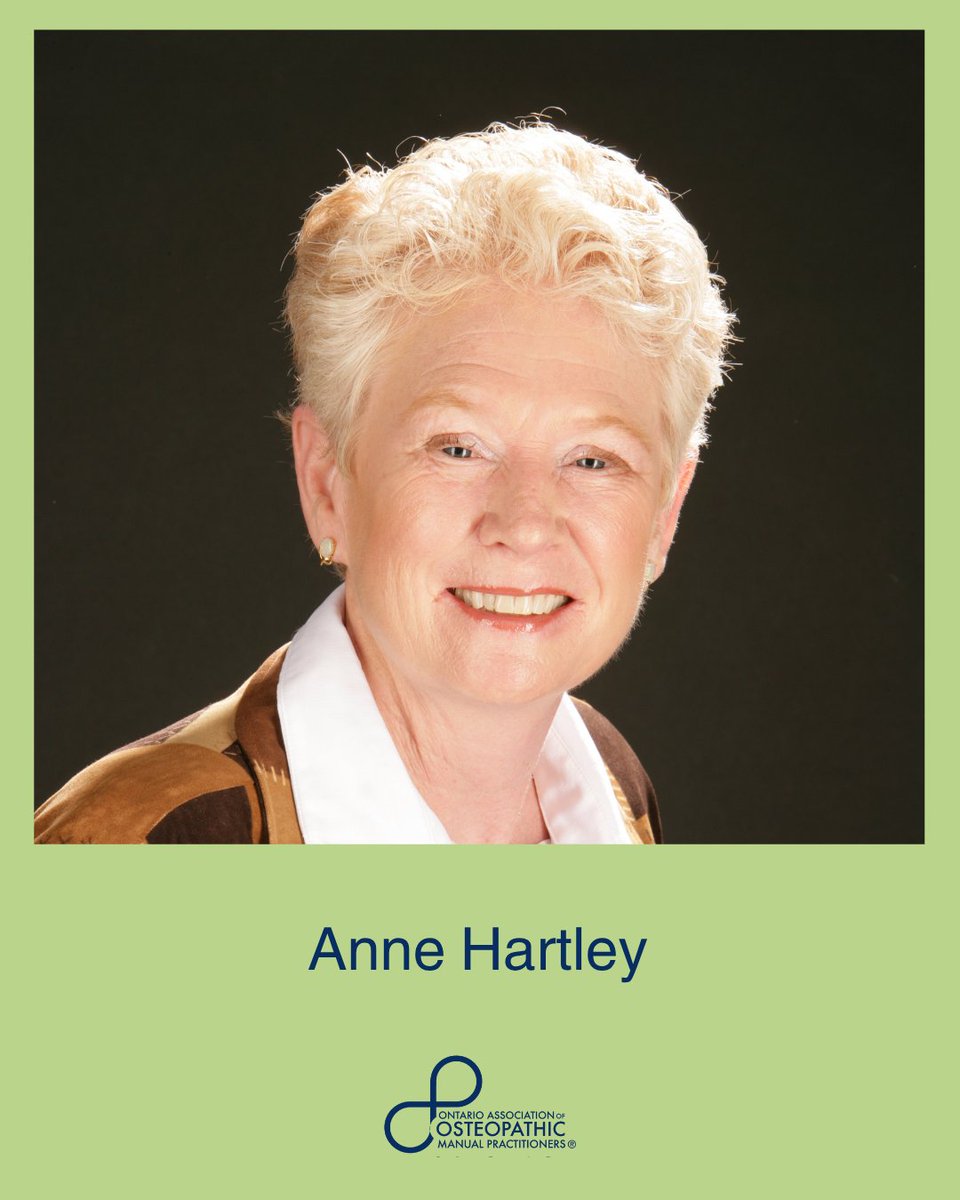 Come see Anne Hartley speak at the 2025 OIA Annual General Meeting and Conference hosted by OAO in Toronto, Nov 6-8. Anne will present on “Neural Anastomoses Between the Twelve Cranial Nerves and the Upper Cervical Spine.”

Registration is open osteopathyontario.org/site/about/wha…