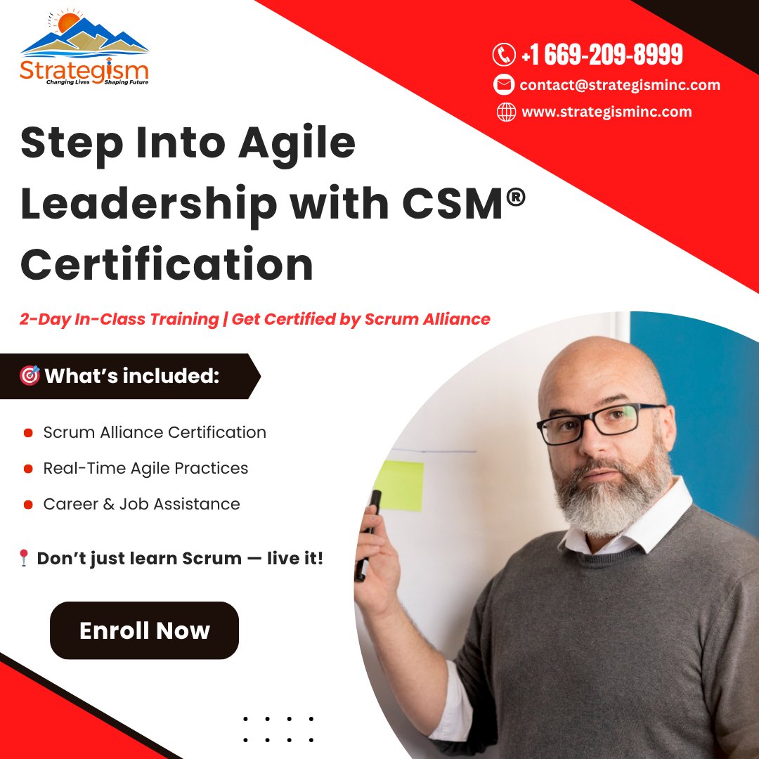 strategisminc's tweet image. 🚀 Become a Certified Scrum Master (CSM®) and lead Agile teams to success!
Join our in-class training and learn directly from industry experts with real-world Scrum experience.

🔗 Register now. tinyurl.com/bdduhn2p

:
#ScrumMaster #CertifiedScrumMaster #CSMTraining #Agile