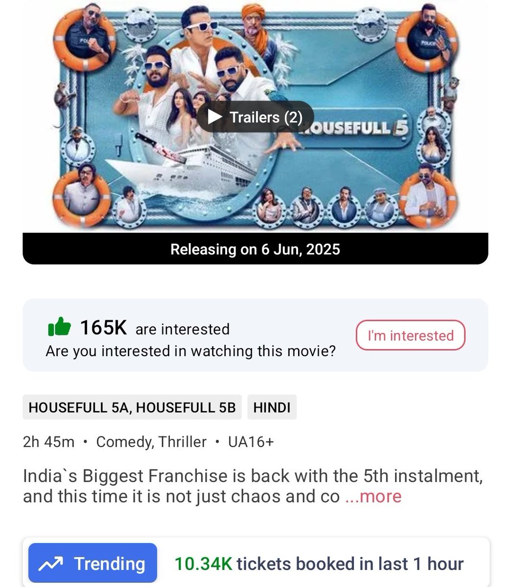 Crossed 10K for the 1st time. #Housefull5 🎟️