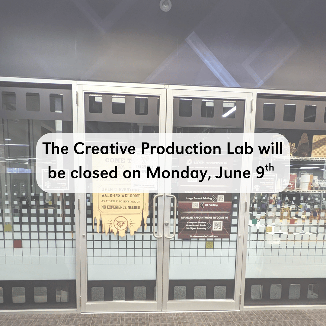 The Creative Production Lab(CPL) will be closed on Monday, June 9th. We appreciate your understanding! Find more info about the CPL and the schedule: hubs.ly/Q03qHqNQ0