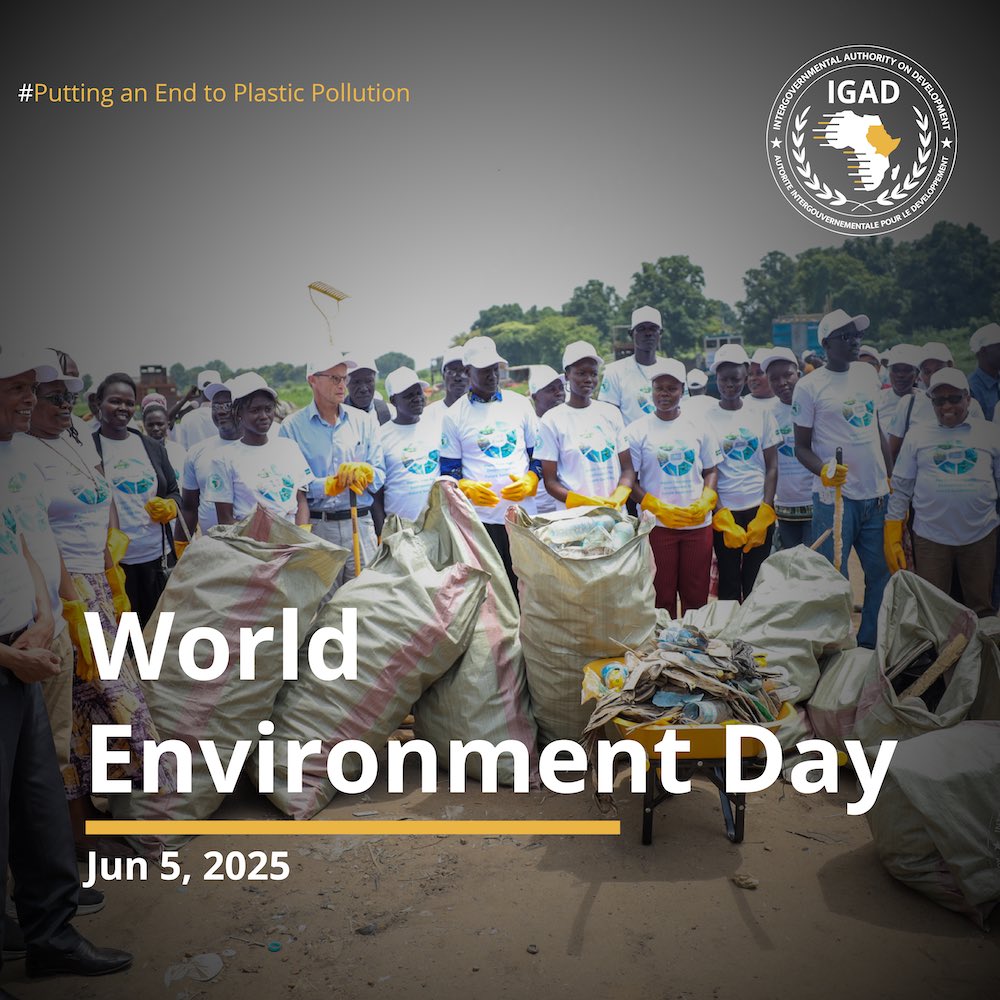 🌍 World Environment Day 2025
Theme: End Plastic Pollution in the IGAD Region ♻️

From the White Nile to the shores of the Red Sea, plastic pollution is threatening the lifelines of our region. But change is possible—and it starts with us.

This year, #IGAD proudly joins the
