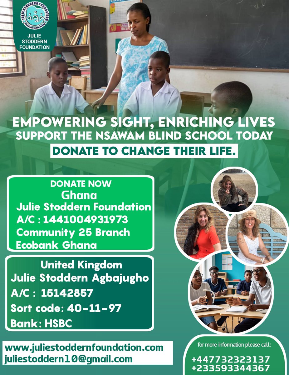 juliestoddern10's tweet photo. the Nsawam blind school has officially requested white stick, books etc support from us 👉🏻 Julie Stoddern Foundation . Please help us share our post to reach helping hands. To donate their request on the 9th August 2025 at the school premises. THANKS so much 🙏 https://t.co/fGkvTC6vEj