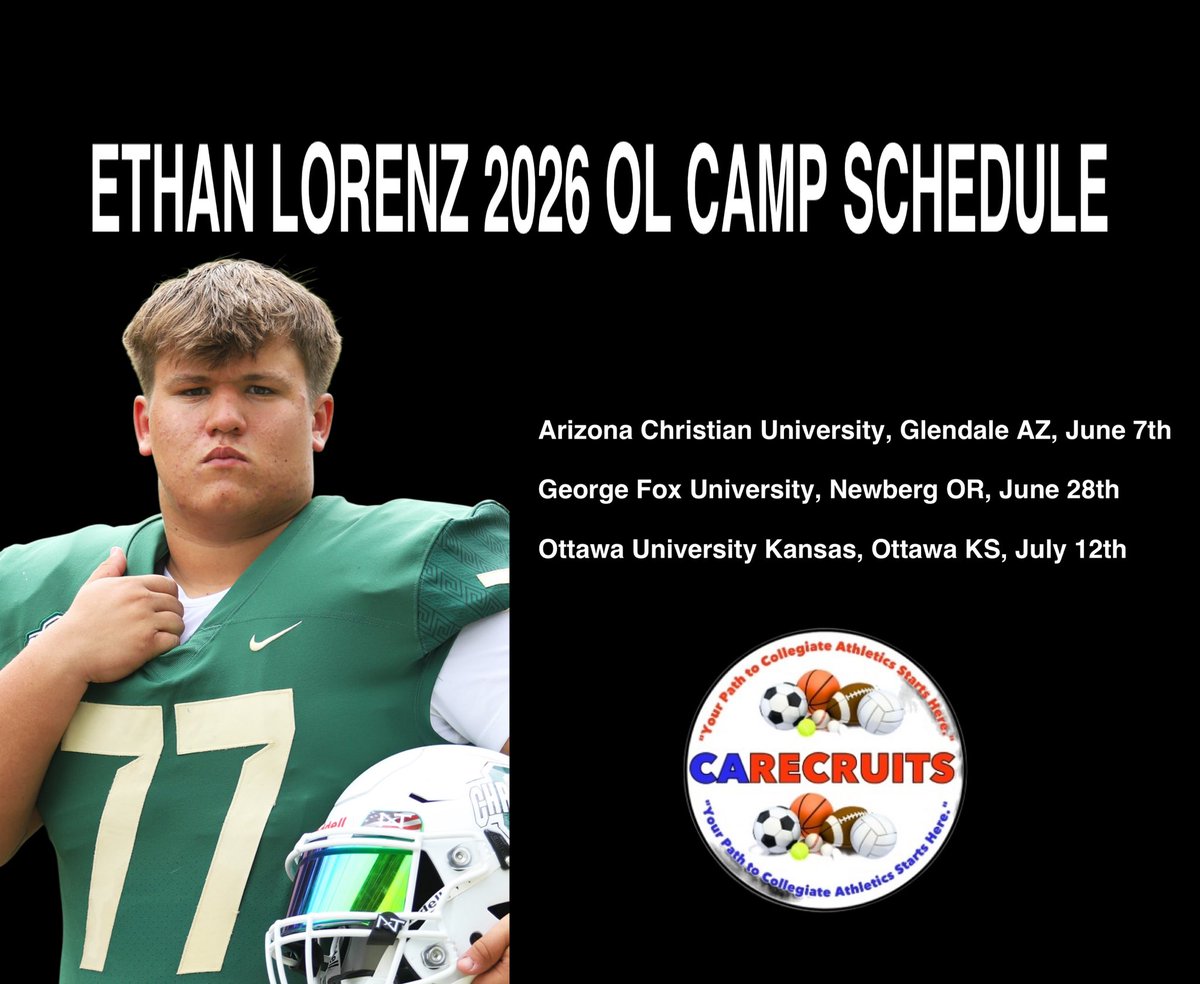 Ethan Lorenz (@elorenz_77) on Twitter photo These are the rest of the camps that I will be attending during this offseason! Let’s get to work! 💪🏼
<a href="/OC_Knights_FB/">OC Knights Football</a> <a href="/dthedeacon/">Dejon Jernagin</a> @CoachSullyNCSA <a href="/firestormfb/">ACU Football 🔥</a> <a href="/KelleyBeMoore/">Kelley Moore</a> <a href="/CoachBANelson/">Coach Brett Nelson</a> <a href="/GFUFootball/">GFU Bruin Football</a> <a href="/ChadBletko/">Chad Bletko</a> <a href="/CoachReynoldsT/">Coach T</a> <a href="/OttawaBravesFB/">Ottawa Braves Football</a> <a href="/CoachSCDub/">Spencer Wheeler</a> <a href="/Coach_CAnderson/">Coach CA</a> These are the rest of the camps that I will be attending during this offseason! Let’s get to work! 💪🏼
<a href="/OC_Knights_FB/">OC Knights Football</a> <a href="/dthedeacon/">Dejon Jernagin</a> @CoachSullyNCSA <a href="/firestormfb/">ACU Football 🔥</a> <a href="/KelleyBeMoore/">Kelley Moore</a> <a href="/CoachBANelson/">Coach Brett Nelson</a> <a href="/GFUFootball/">GFU Bruin Football</a> <a href="/ChadBletko/">Chad Bletko</a> <a href="/CoachReynoldsT/">Coach T</a> <a href="/OttawaBravesFB/">Ottawa Braves Football</a> <a href="/CoachSCDub/">Spencer Wheeler</a> <a href="/Coach_CAnderson/">Coach CA</a>
