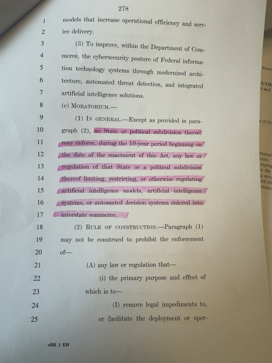 ShadowofEzra's tweet photo. @elonmusk The Big Beautiful Bill bans state and local regulation of AI, easing zoning rules for corporations.

It paves the way for massive AI data centers near residential areas.

The bill removes local control over where these centers can be built. https://t.co/goZW0ptO3y
