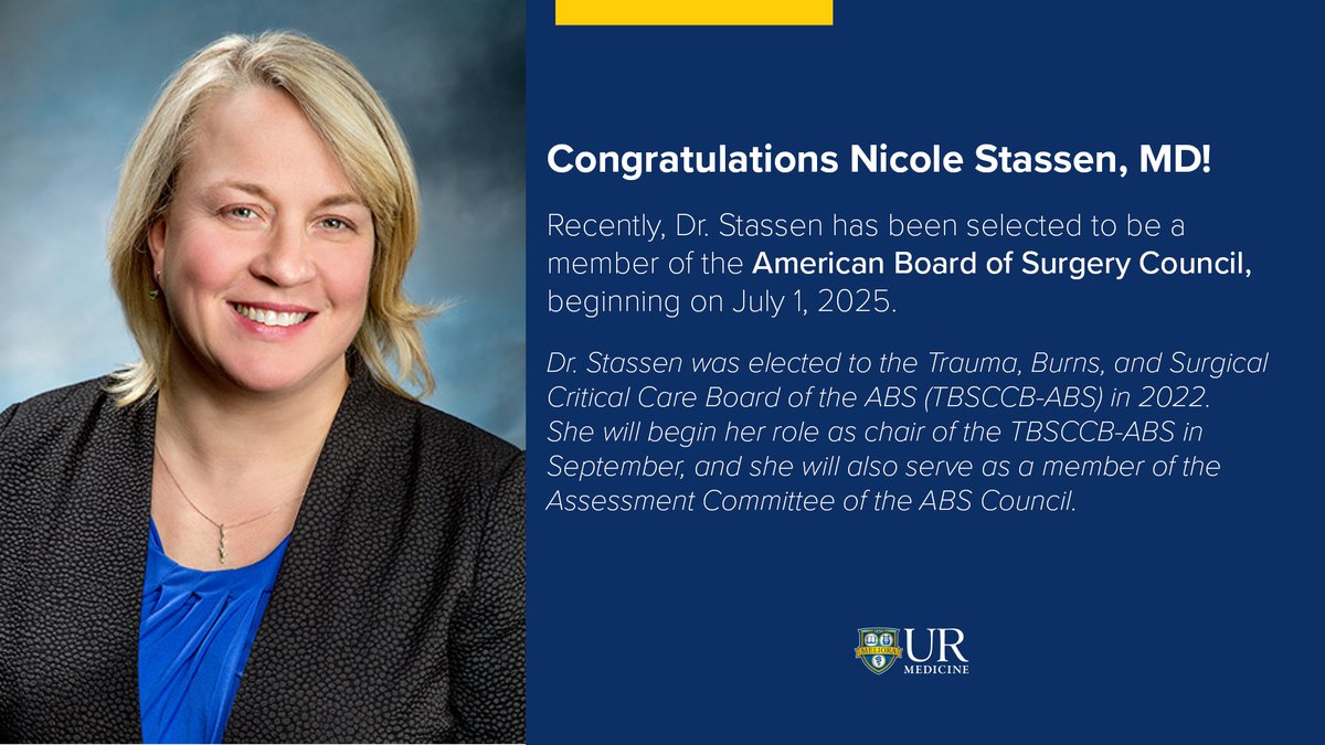 URMC Department of Surgery (@urochestersurg) on Twitter photo 🎉 Big congratulations to Dr. Nicole Stassen! 🎉
Thrilled to announce that she has been selected by <a href="/AmBdSurg/">American Board of Surgery</a> to join the ABS Council. 👏
<a href="/URMCSurgery/">URMC Surgery Residents</a> <a href="/URochester_SMD/">URochester SMD</a> <a href="/URMCSurgery/">URMC Surgery Residents</a>
<a href="/najsw/">nicole stassen</a> <a href="/URKesslerTrauma/">URMC Kessler Trauma Center</a> 🎉 Big congratulations to Dr. Nicole Stassen! 🎉
Thrilled to announce that she has been selected by <a href="/AmBdSurg/">American Board of Surgery</a> to join the ABS Council. 👏
<a href="/URMCSurgery/">URMC Surgery Residents</a> <a href="/URochester_SMD/">URochester SMD</a> <a href="/URMCSurgery/">URMC Surgery Residents</a>
<a href="/najsw/">nicole stassen</a> <a href="/URKesslerTrauma/">URMC Kessler Trauma Center</a>