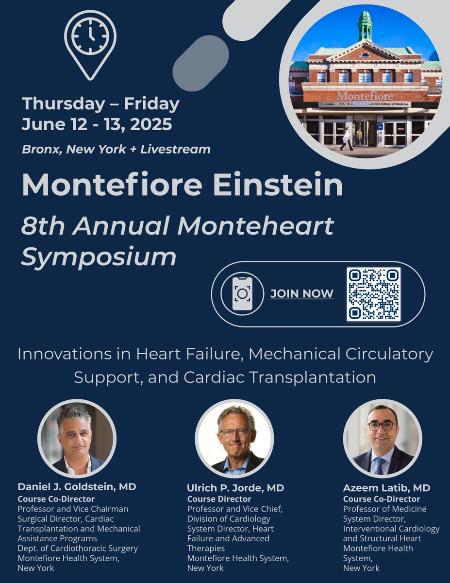Ulrich Jorde (@ulrichjordemd) on Twitter photo โฐ 1 week to go until #MonteHeart2025! Two dynamic days of the latest HF science, device breakthroughs, and canโt-miss debates!
๐ Earn CME credits while ๐ค with leaders shaping the field. Full agenda โคต๏ธ <a href="/MontefioreNYC/">Montefiore Health System</a> <a href="/MonteHeart/">Montefiore Heart</a> <a href="/MontefioreCTS/">Montefiore Cardiothoracic Surgery Residency</a> #cardiotwitter #CardioEd โฐ 1 week to go until #MonteHeart2025! Two dynamic days of the latest HF science, device breakthroughs, and canโt-miss debates!
๐ Earn CME credits while ๐ค with leaders shaping the field. Full agenda โคต๏ธ <a href="/MontefioreNYC/">Montefiore Health System</a> <a href="/MonteHeart/">Montefiore Heart</a> <a href="/MontefioreCTS/">Montefiore Cardiothoracic Surgery Residency</a> #cardiotwitter #CardioEd