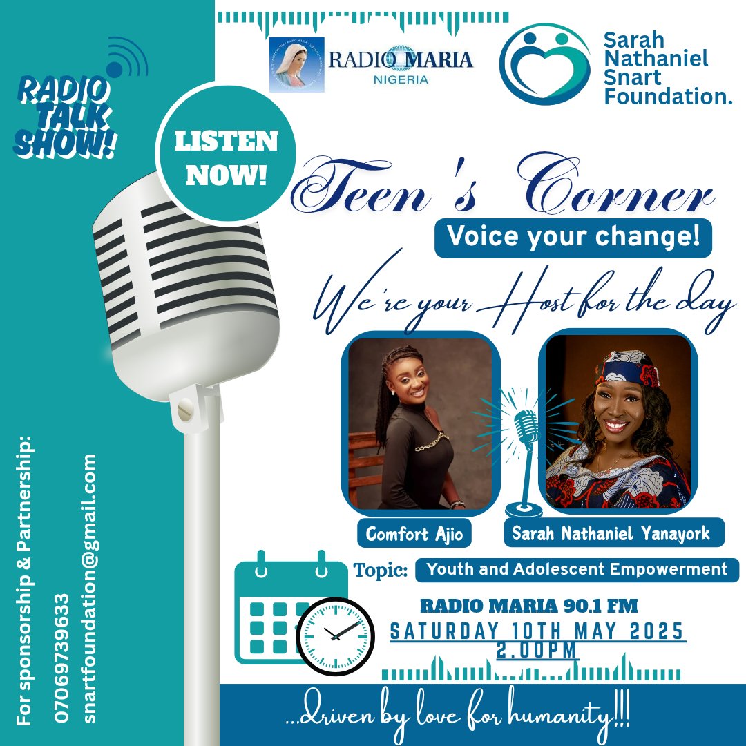 SnartFoundation's tweet photo. The 1st episode had Comfort Ajio in the studio who said "children are like water, while the parents are the container responsible for holding the water firm. The container ought to be tight so the water doesn't pour out". That's wisdom from an adolescent.
#snartfoundation https://t.co/4C6yjE9hJR